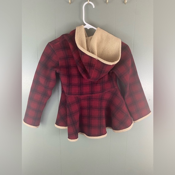 Mack & Co - Red Buffalo Plaid Fleece Double Breasted Pea Coat - Girls 6x - Picture 3 of 8